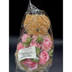 Teddy Bear with Pink Rose Flower Basket Gift Wrapped – Birthday Home Decor Gift